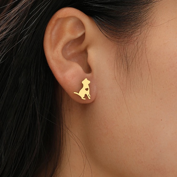 DOG LOVER GOLD Stainless Steel Stud Earrings with Gift Bag - Picture 2 of 7